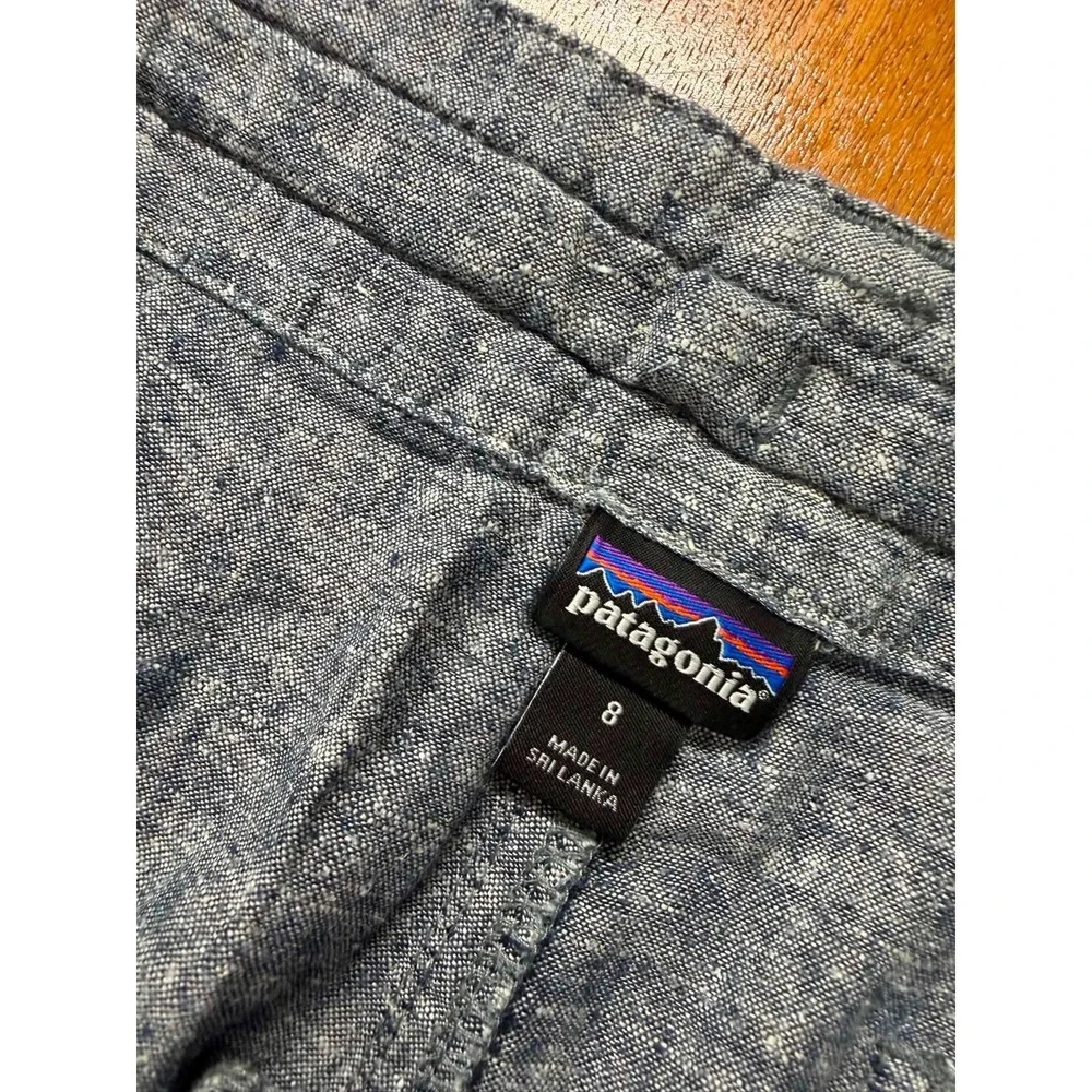 Patagonia Island Hemp Shorts Womens 8 Blue Chambray Organic Cotton Blend 57115